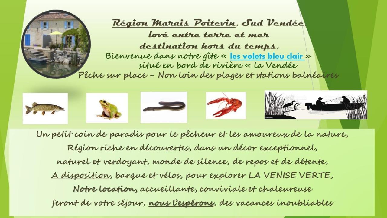 Marais Poitevin Bord Riviere Peche ,Barque, Velos, Wifi, Linge, Cheminee, Cuisine, Terrain De Boules La Taillee Exterior foto